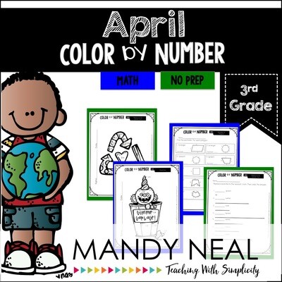 April Color By Number for 3rd Grade Math