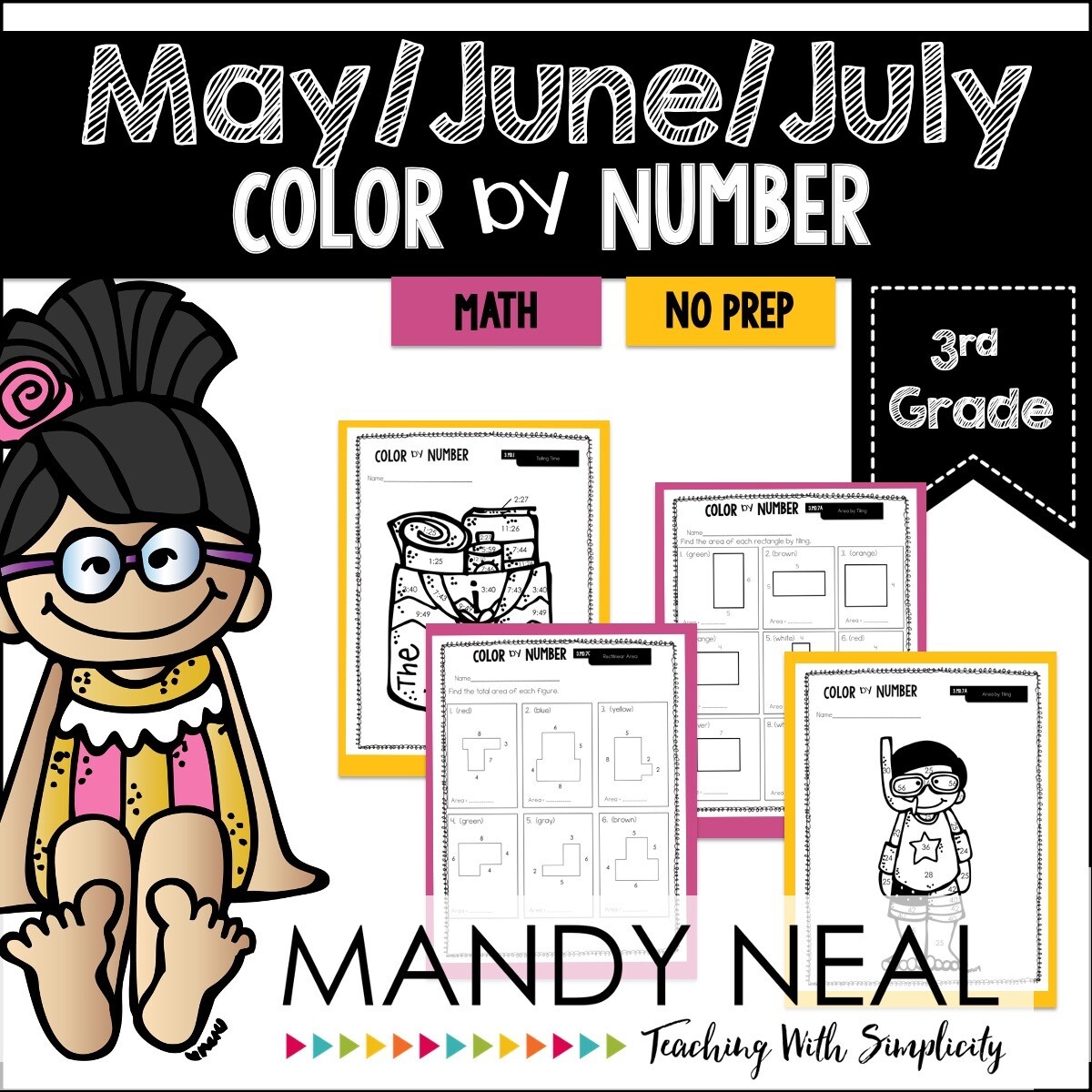 May Color By Number for 3rd Grade Math