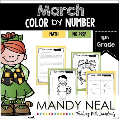 March Color By Number for 4th Grade Math