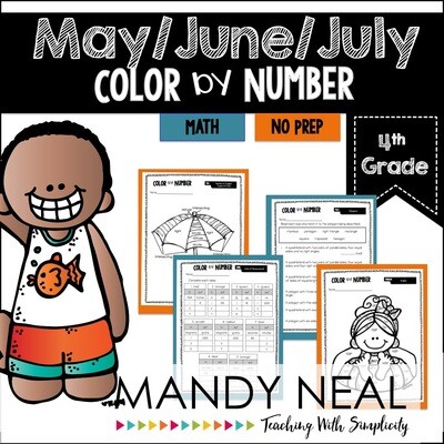 May Color By Number for 4th Grade Math