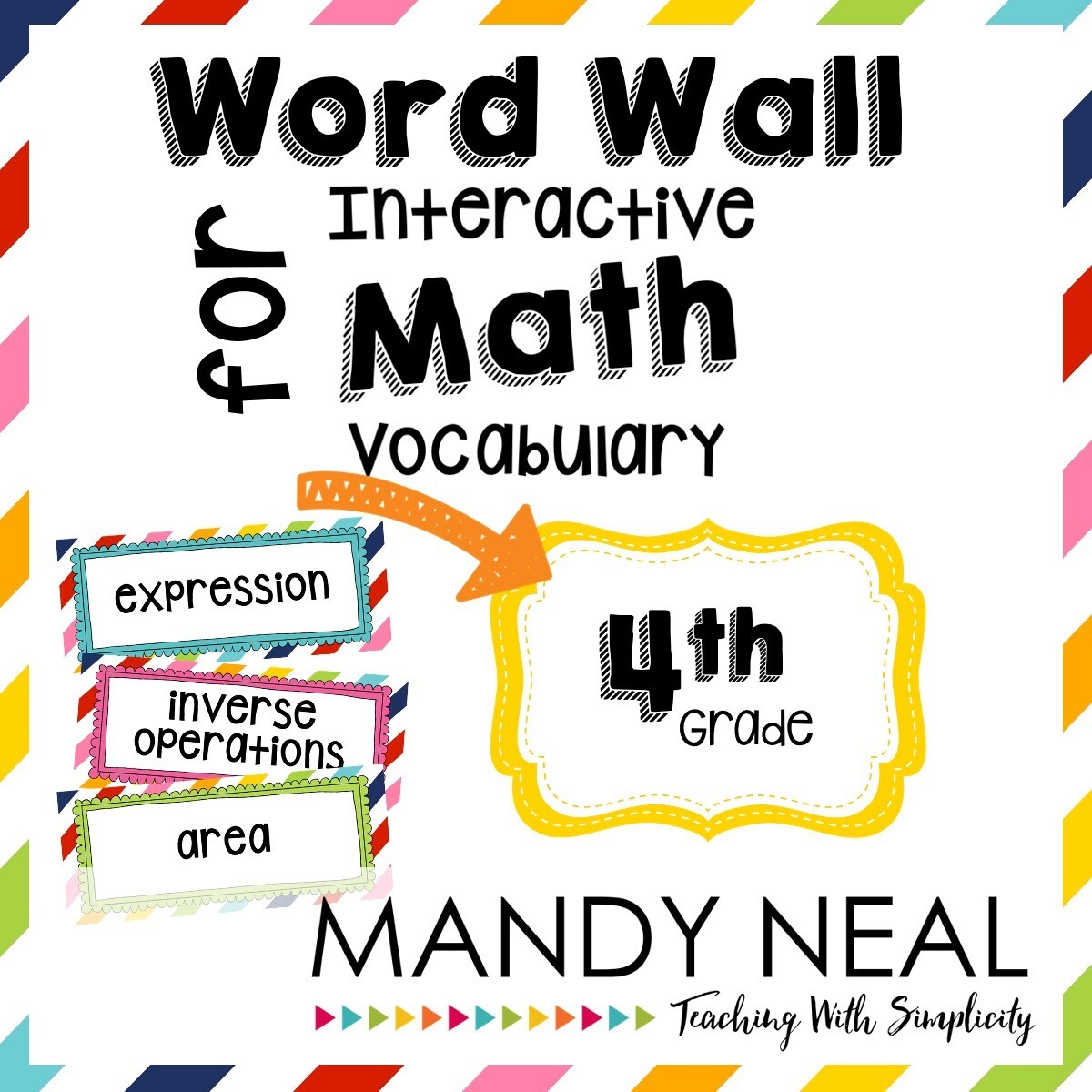 Word Wall for Interactive Math Vocabulary for 4th Grade