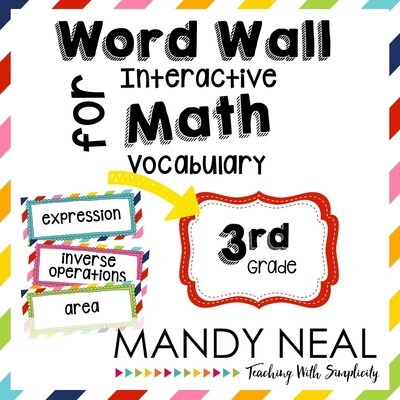 Word Wall for Interactive Math Vocabulary for 3rd Grade