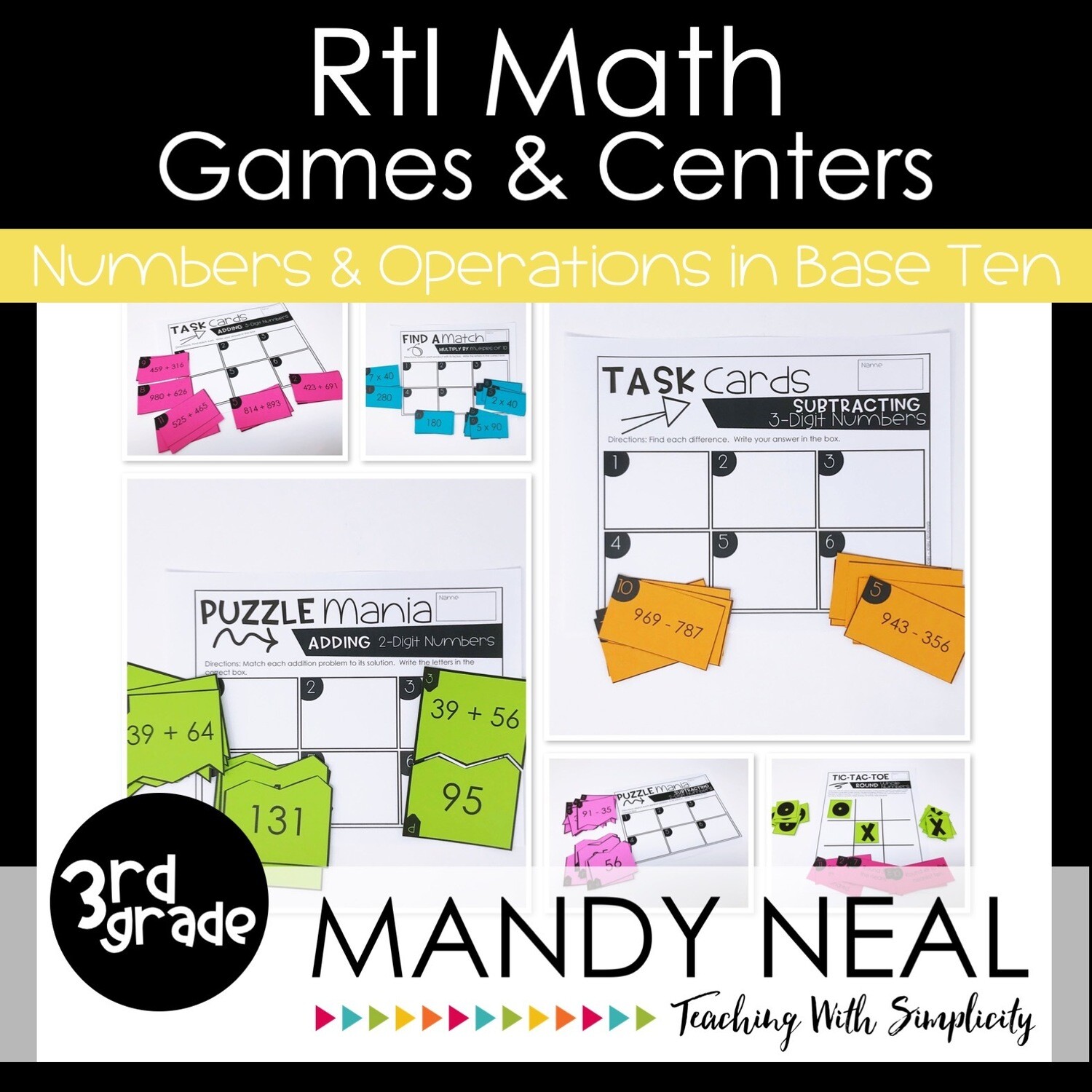 3rd Grade Math Intervention Games and Centers for NBT