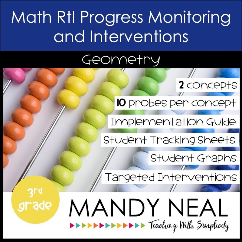 3rd Grade Math Intervention Assessments &amp; Intervention Binder for Geometry Bundle
