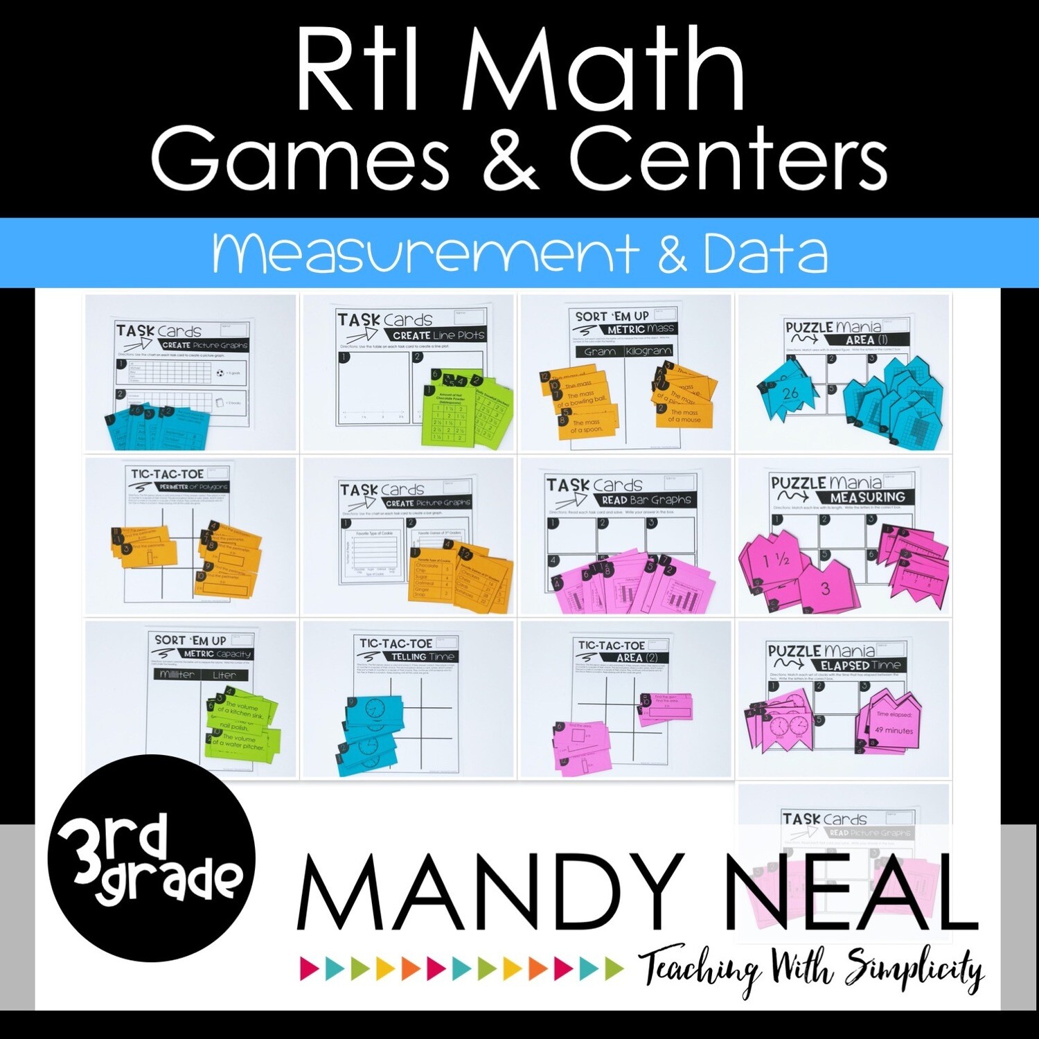 3rd Grade Math Intervention Games and Centers for Measurement & Data