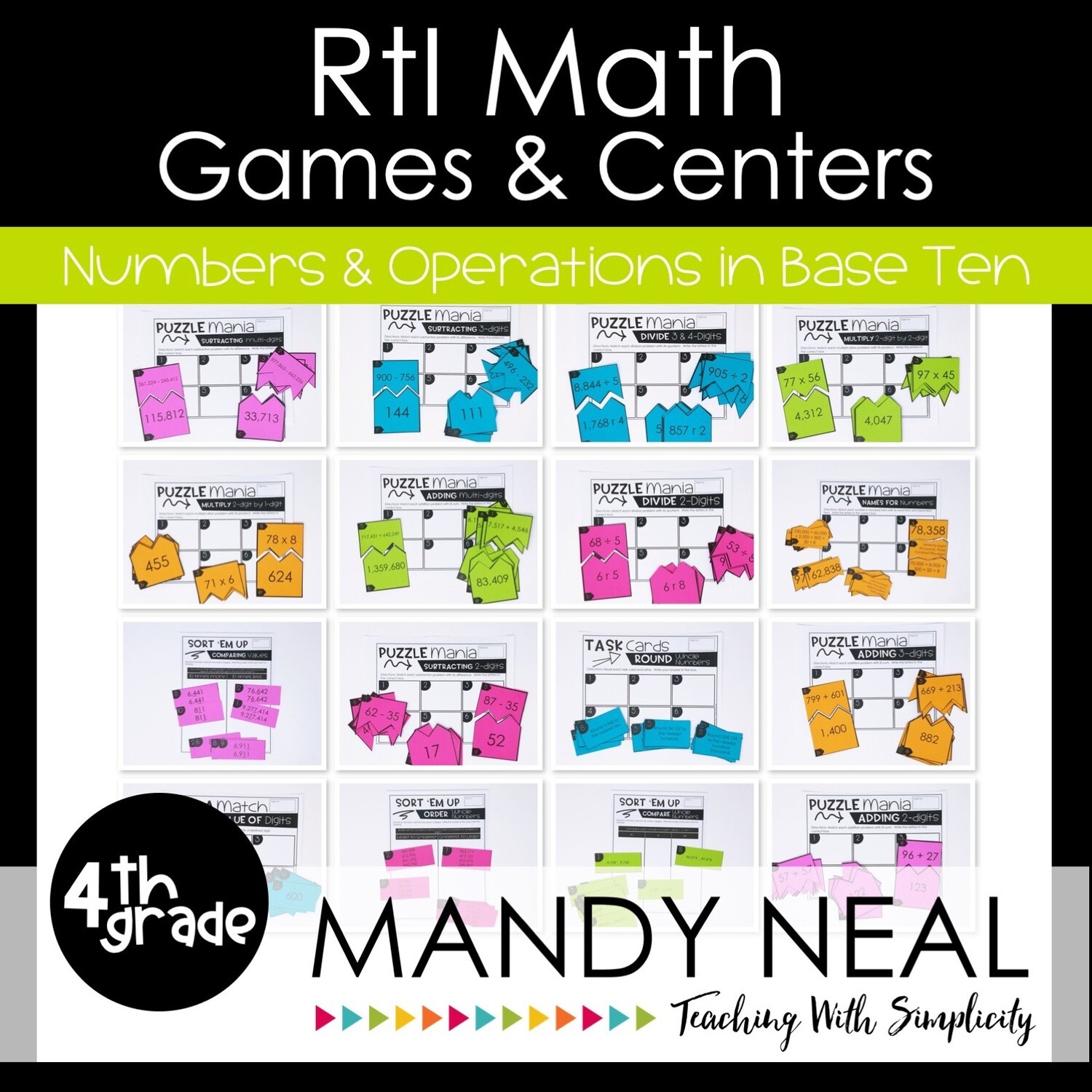4th Grade Math Intervention Games and Centers for NBT