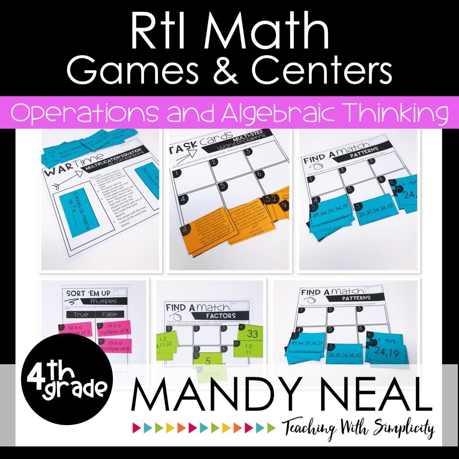 4th Grade Math Intervention Games and Centers for OA