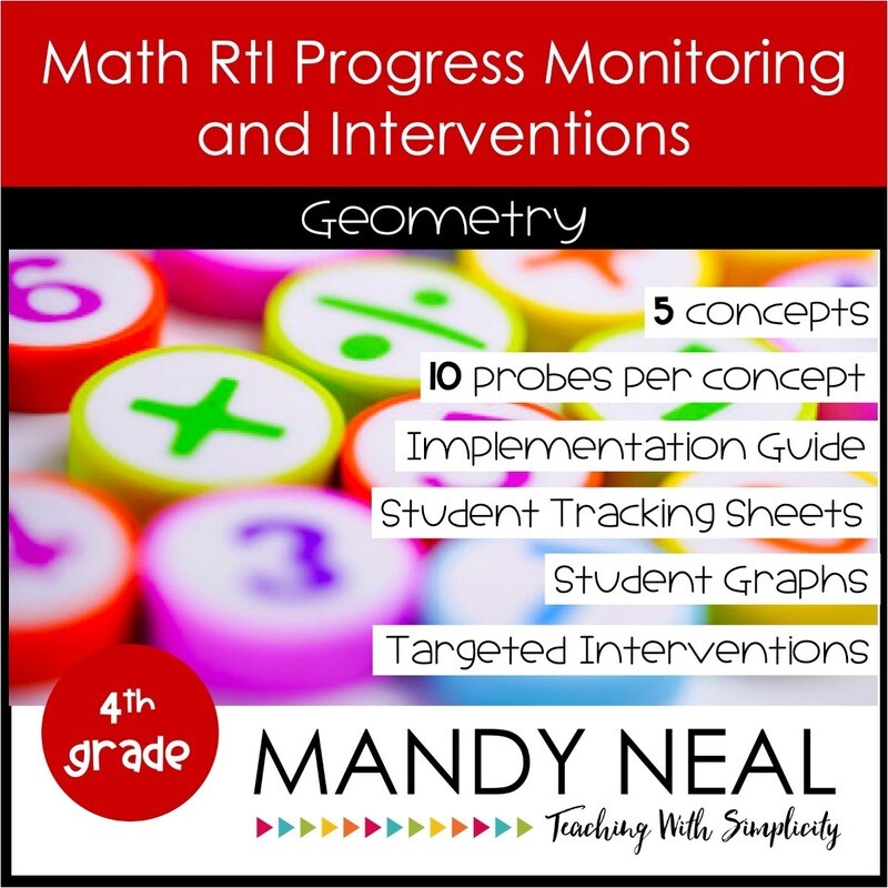 4th Grade Math Intervention Assessments &amp; Intervention Binder Geometry Bundle