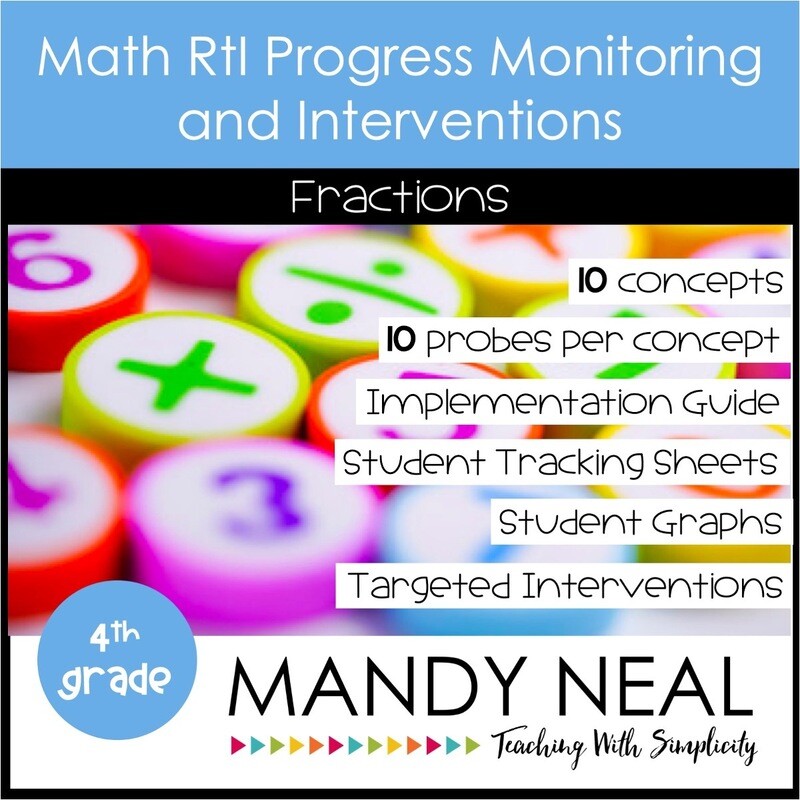 4th Grade Math Intervention Assessments &amp; Intervention Binder for Fractions Bundle