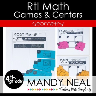 4th Grade Math Intervention Games and Centers for Geometry
