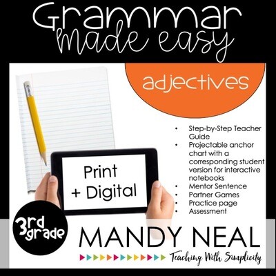 Print + Digital Third Grade Grammar Activities (Adjectives)