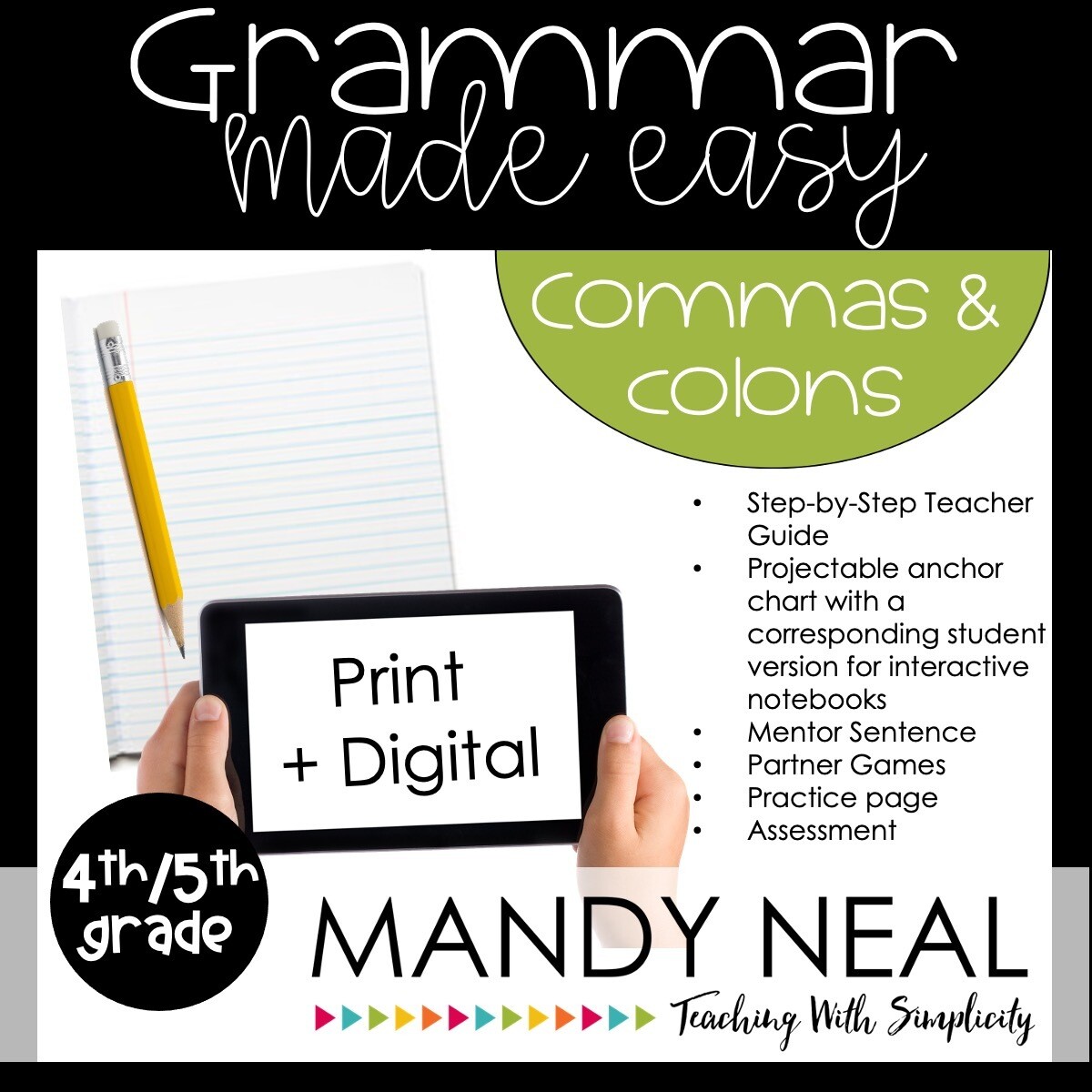 Print + Digital Fourth and Fifth Grade Grammar Activities (Commas and Colons)