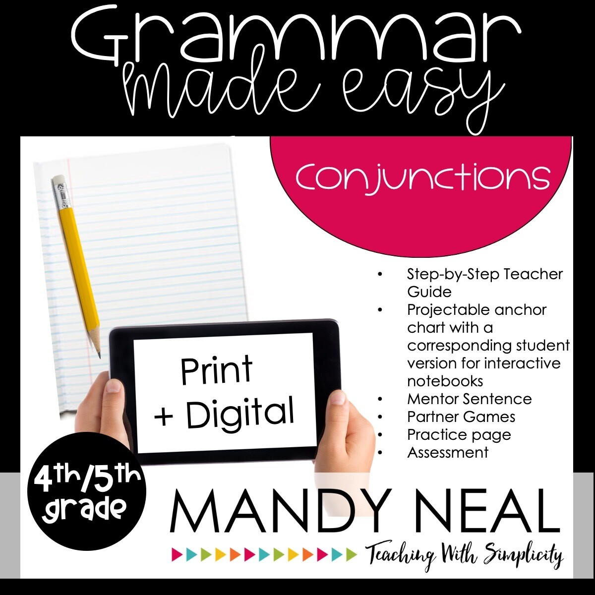 Print + Digital Fourth and Fifth Grade Grammar Activities (Conjunctions)