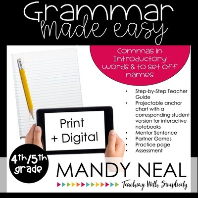 Print + Digital Fourth and Fifth Grade Grammar Activities (Introductory Phrases and Names)