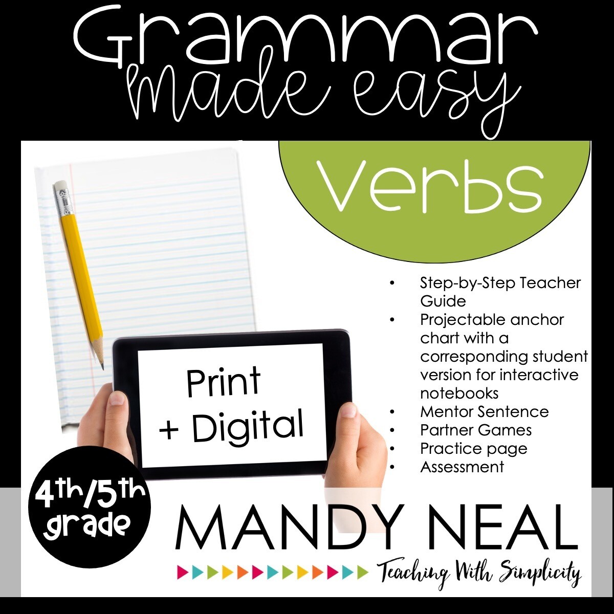 Print + Digital Fourth and Fifth Grade Grammar Activities (Verbs)