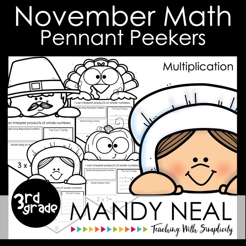 Fourth Grade Thanksgiving Craft Activity for Math | Multiplication