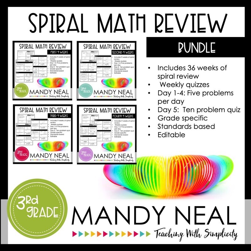 3rd Grade Math Review &amp; Quizzes | Homework | Morning Work Bundle
