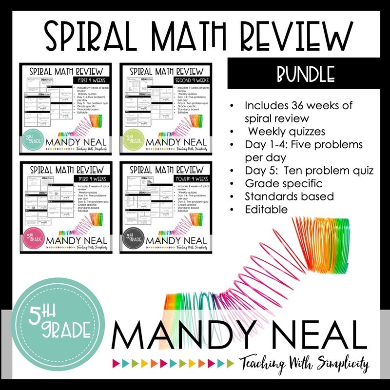 5th Grade Math Review &amp; Quizzes | Homework | Morning Work