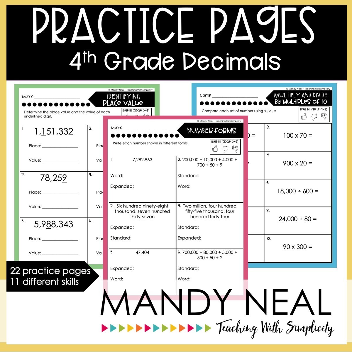 Fourth Grade Decimal Worksheets | Printable