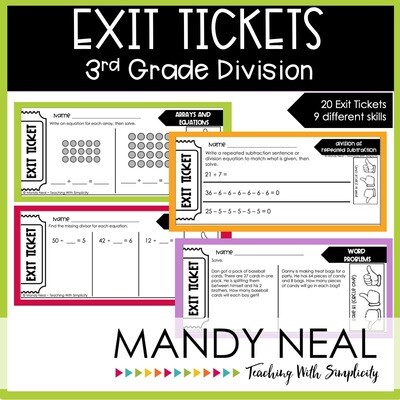 Third Grade Division Exit Tickets | Printable