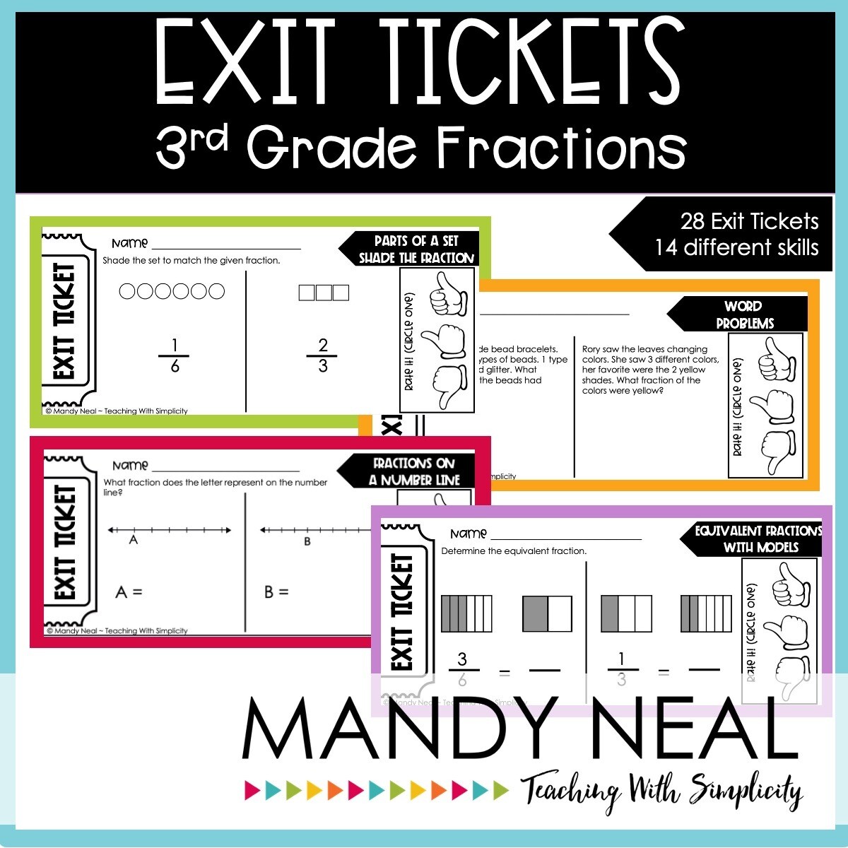 Third Grade Fraction Exit Tickets | Printable