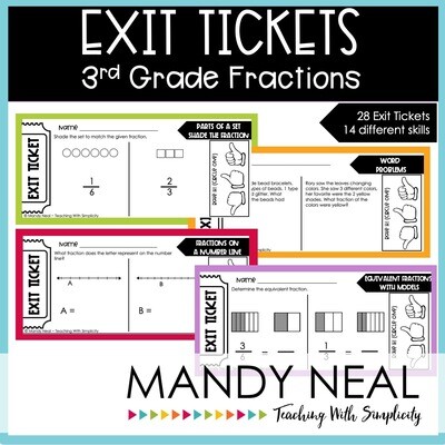 Third Grade Fraction Exit Tickets | Printable
