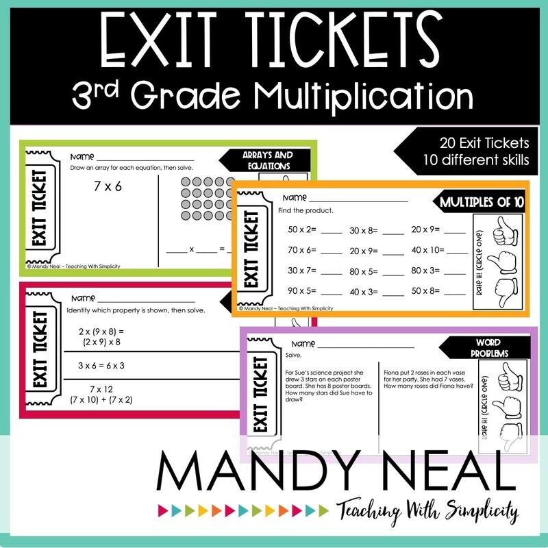 Third Grade Multiplication Exit Tickets | Printable