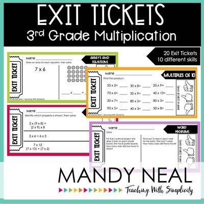 Third Grade Multiplication Exit Tickets | Printable