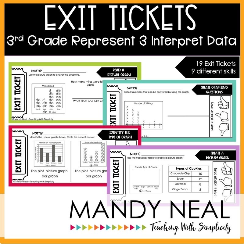 Third Grade Represent and Interpret Data Exit Tickets | Printable