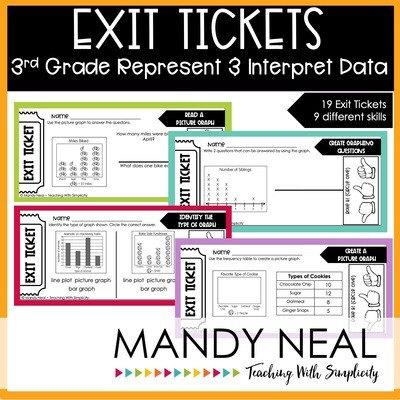 Third Grade Represent and Interpret Data Exit Tickets | Printable