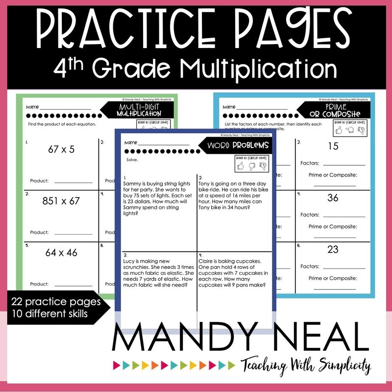 Fourth Grade Multiplication Worksheets | Printable