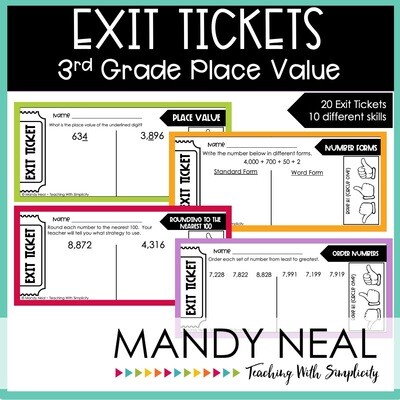 Third Grade Place Value Exit Tickets | Printable