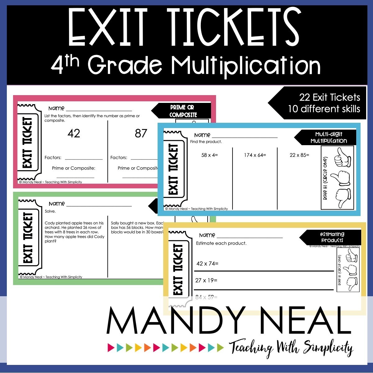 Fourth Grade Multiplication Exit Tickets | Printable