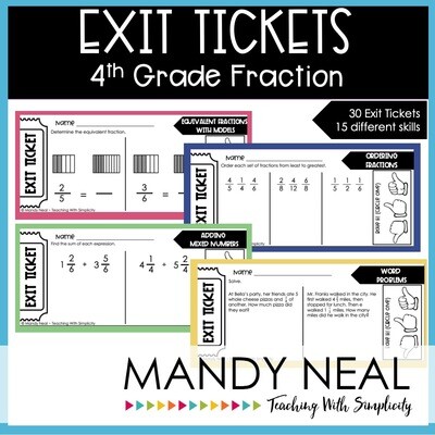 Fourth Grade Fraction Exit Tickets | Printable