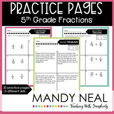 Fifth Grade Fraction Worksheets | Printable