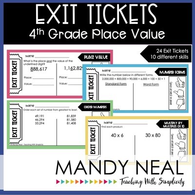 Fourth Grade Place Value Exit Tickets | Printable