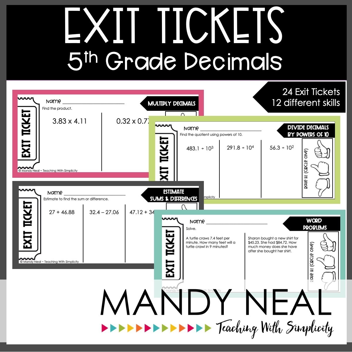 Fifth Grade Decimal Exit Tickets | Printable