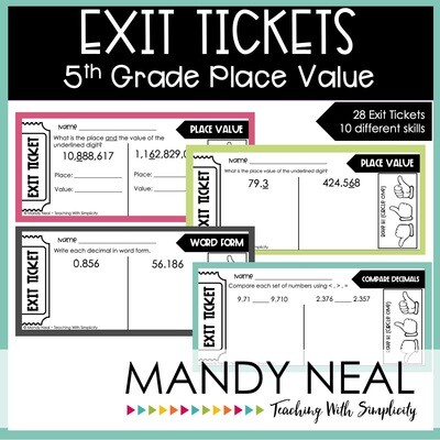 Fifth Grade Place Value Exit Tickets | Printable