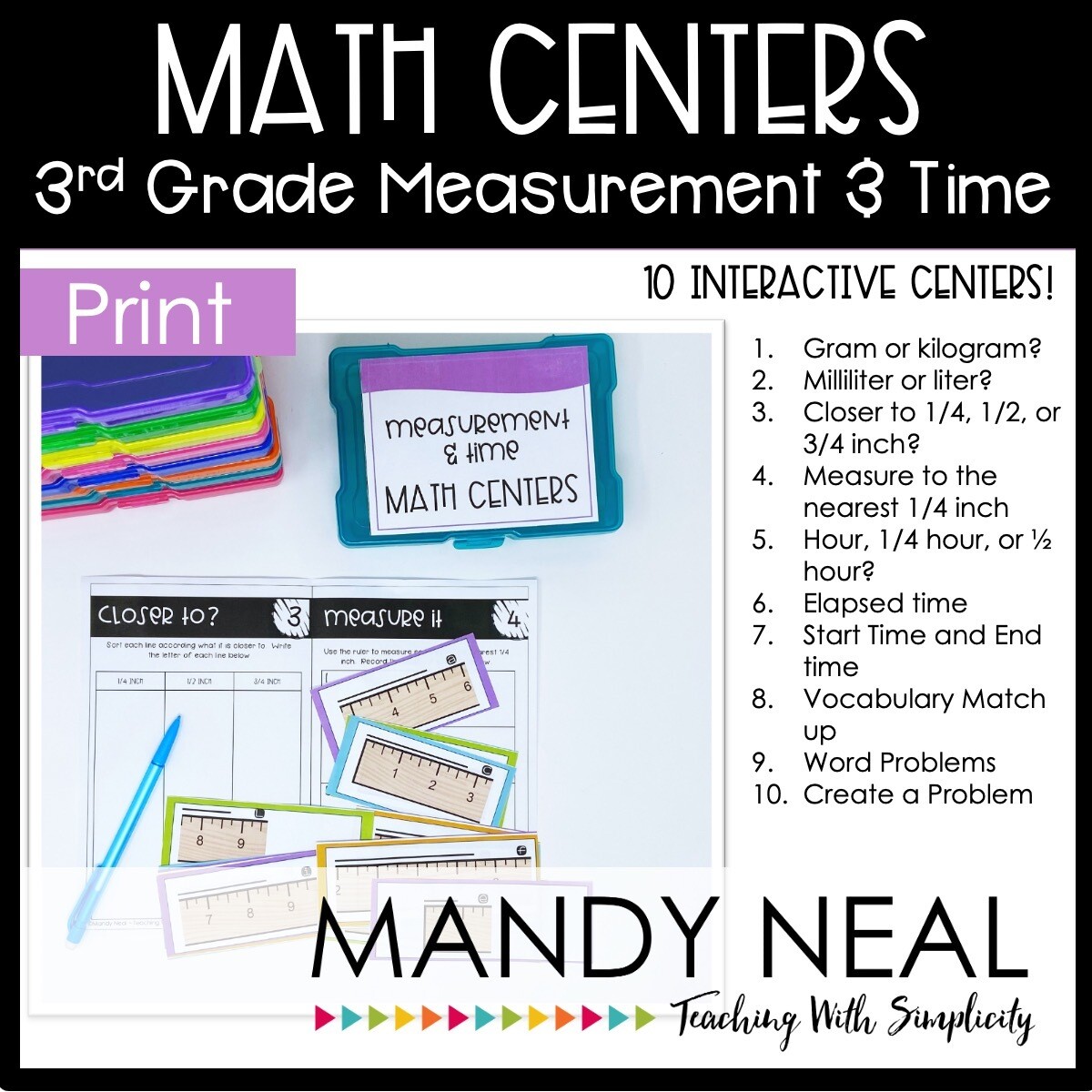Third Grade Measurement and Time Center | Printable