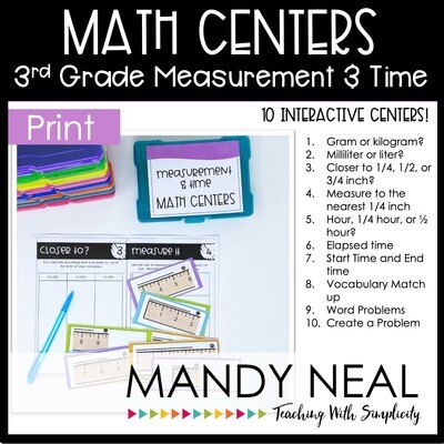 Third Grade Measurement and Time Center | Printable