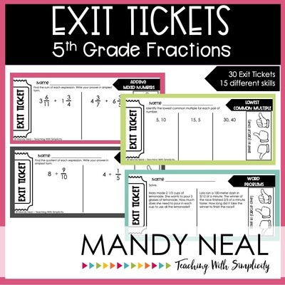 Fifth Grade Fraction Exit Tickets | Printable