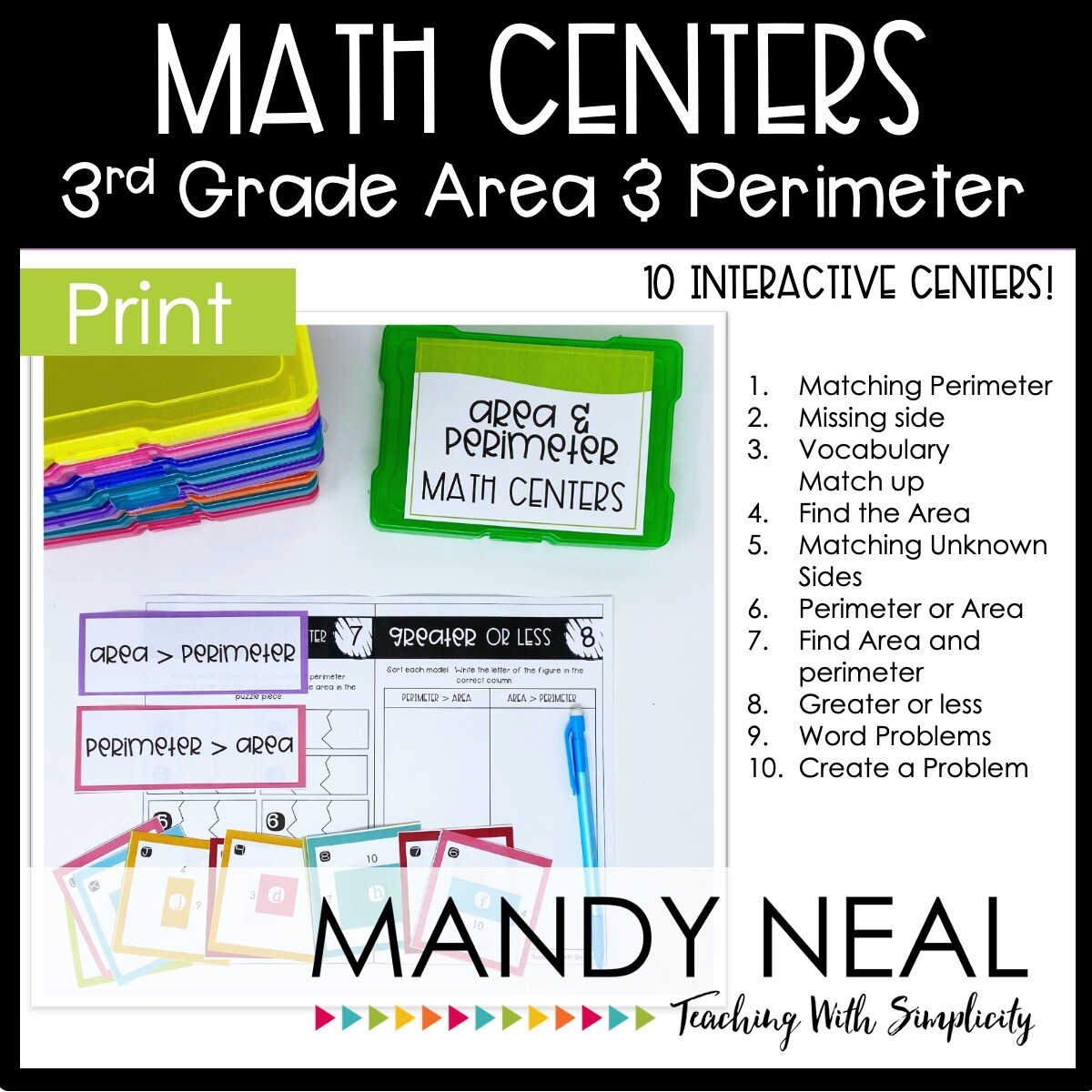 Third Grade Area and Perimeter Center | Printable