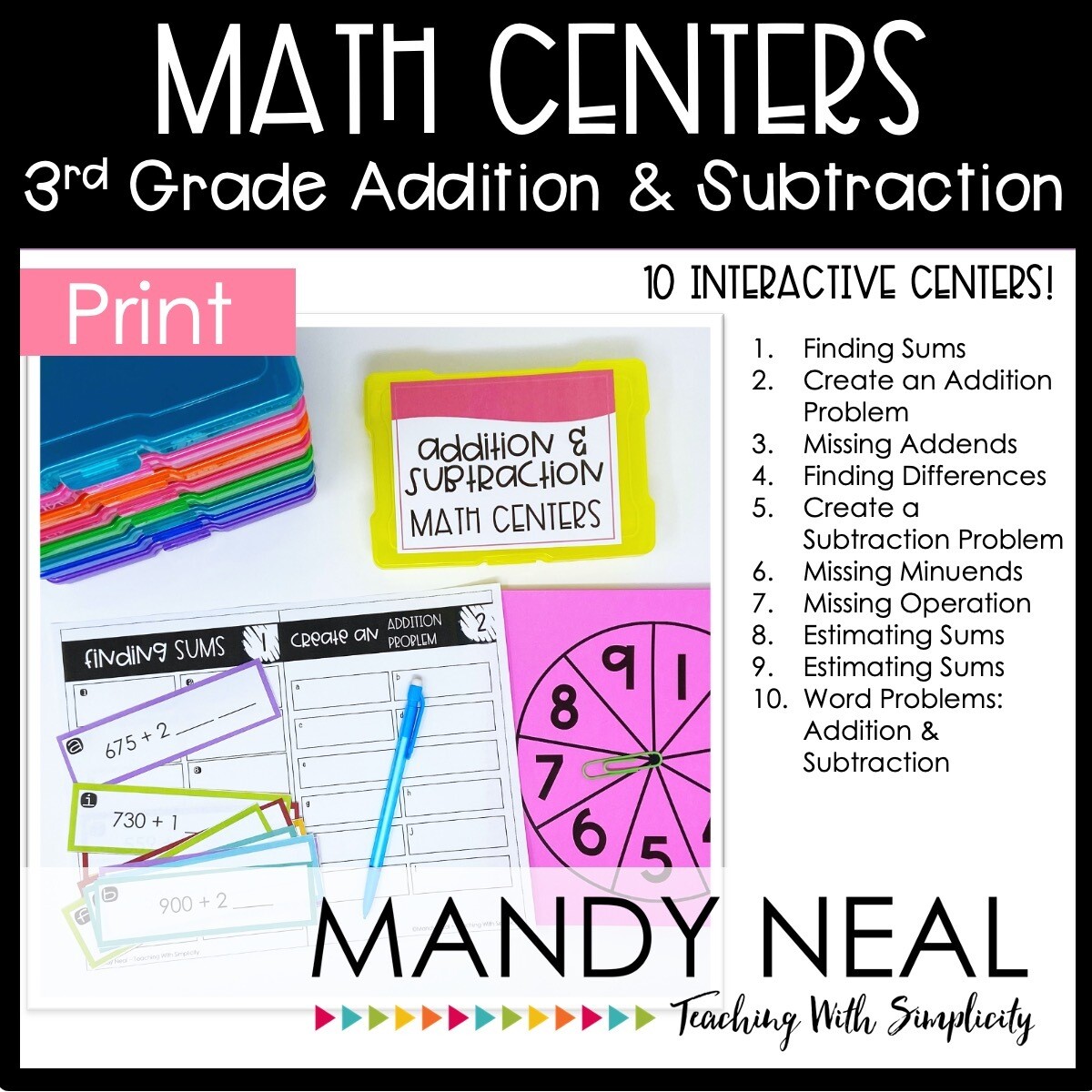 Third Grade Addition & Subtraction Center | Printable