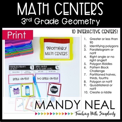 Third Grade Geometry Center | Printable