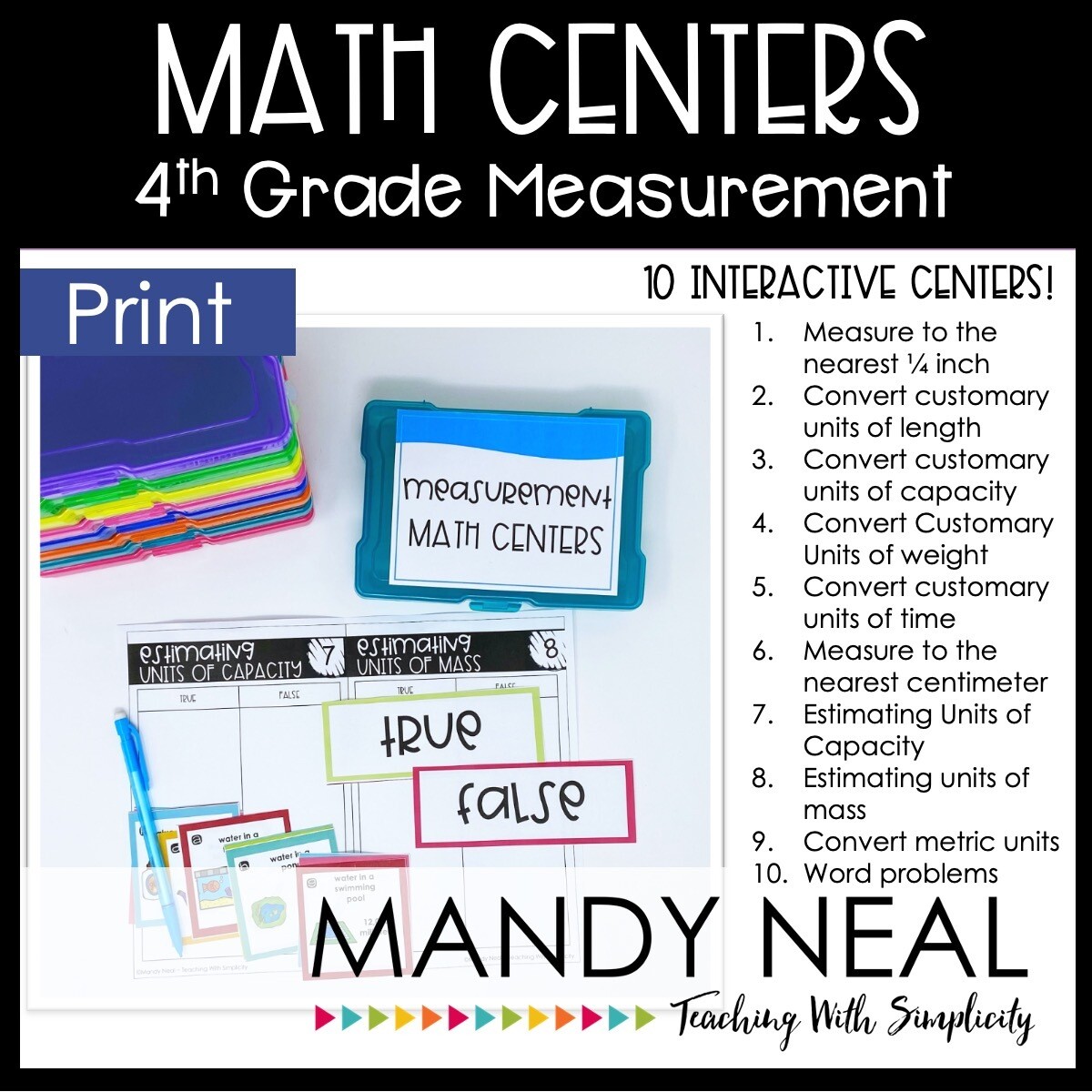 Fourth Grade Measurement Math Centers | Printable