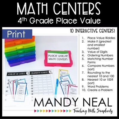 Fourth Grade Place Value Math Centers | Printable