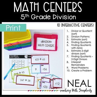 Fifth Grade Division Math Centers | Printable