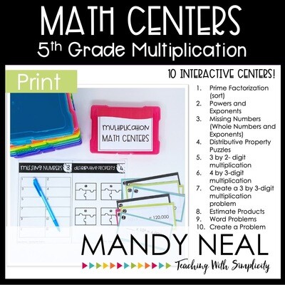 Fifth Grade Multiplication Math Centers | Printable