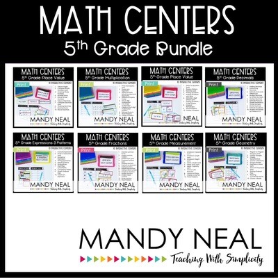 Fifth Grade Math Centers Bundle | Printable