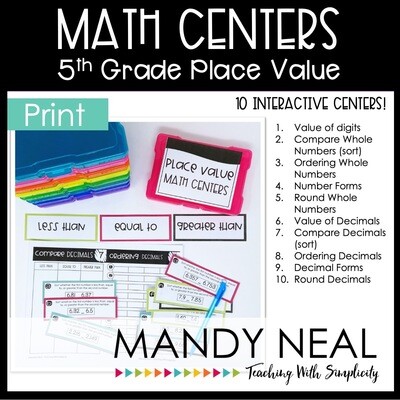 Fifth Grade Place Value Math Centers | Printable